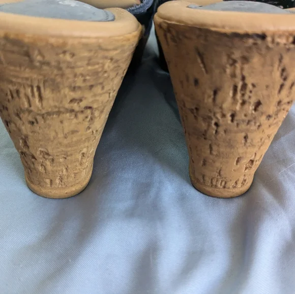 Spring Step Women's Estella Leather Nubuck Wedge Slide Sandals - Blue, 38M EUC - Picture 3 of 7